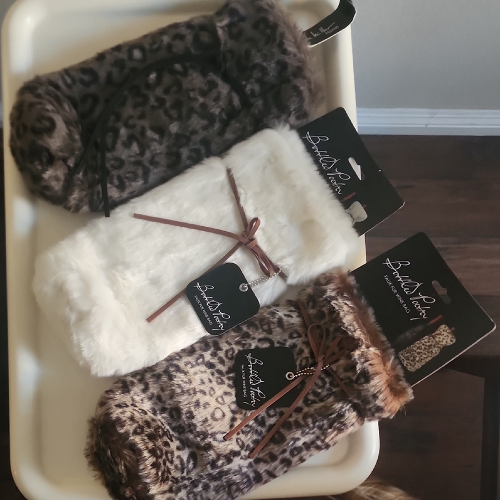 Faux Fur Wine Bags [Set Of 3]